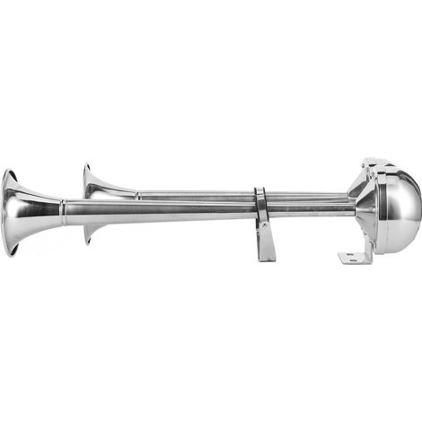 12V Doppelhorn-Lufthupe aus poliertem Edelstahl 304 für Boote, Wohnmobile, SUVs und LKWs (1/5)