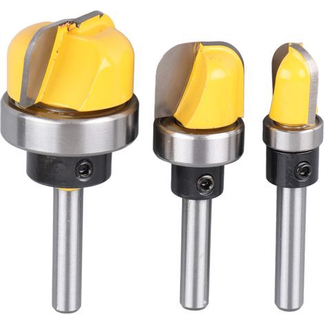 3-piece round-bottom woodworking router bit set with 1/4-inch shank (1/5)
