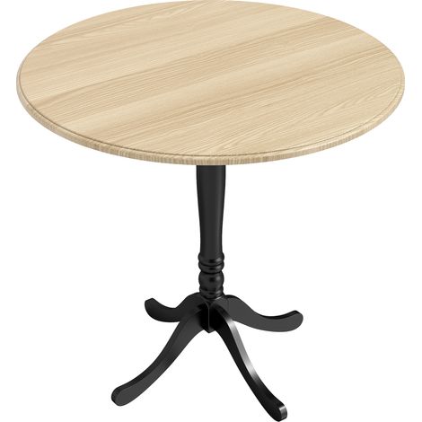 Table ronde 4 personnes Ø 80 cm, table de salle à manger design, pieds acier noir, plateau bois naturel, style contemporain (1/5)