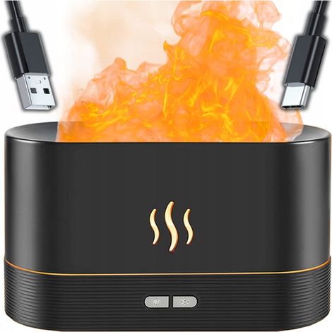 Umidificatore d'aria con luce notturna, effetto fiamma, camino, diffusore a LED, USB (1/5)