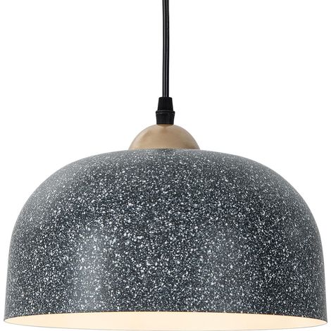 COSTWAY Lustre Suspension Moderne, Plafonnier Suspendu Avec Culot d'Ampoule E27, Luminaire Suspendu avec Câble de Suspension Réglable, pour Salle à Manger, Chambre, l'Entrée, Couloir, Gris Foncé (1/5)