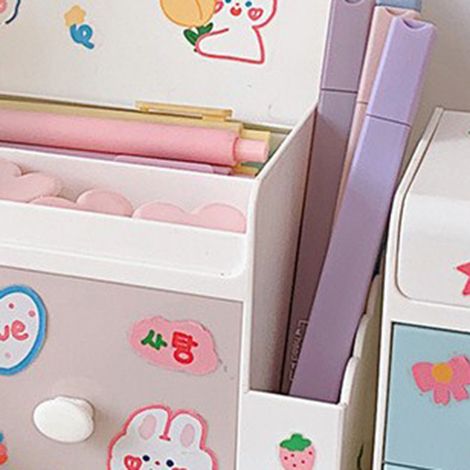Große Aufbewahrungsbox aus Kunststoff für den Schreibtisch/Kosmetik-Organizer/hellrosa Farbe für Zuhause oder Büro (1/4)