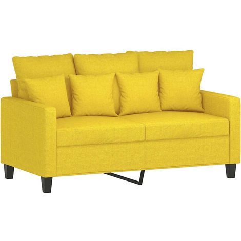 Divano a 2 Posti  Sofa Giallo Chiaro 120 cm in Tessuto (1/5)