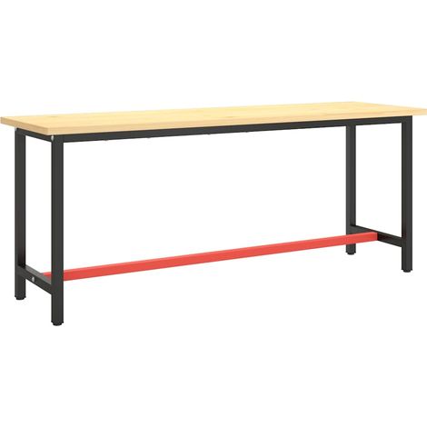 vidaXL Estructura banco de trabajo metal negro y rojo mate 190x50x79cm (1/2)