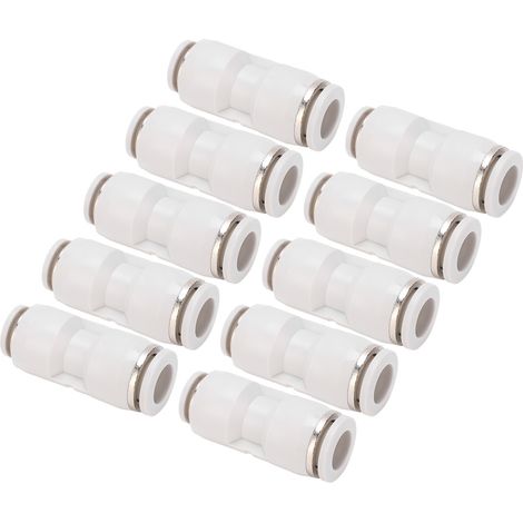 10 Stück gerade Reduzierverbinder mit Schnellverschluss für pneumatische Luftschläuche, weiß, PG6-4 (1/5)
