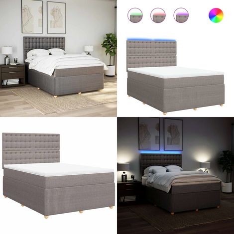 vidaXL Boxspringbett mit Matratze Taupe 160x200 cm Stoff (1/5)