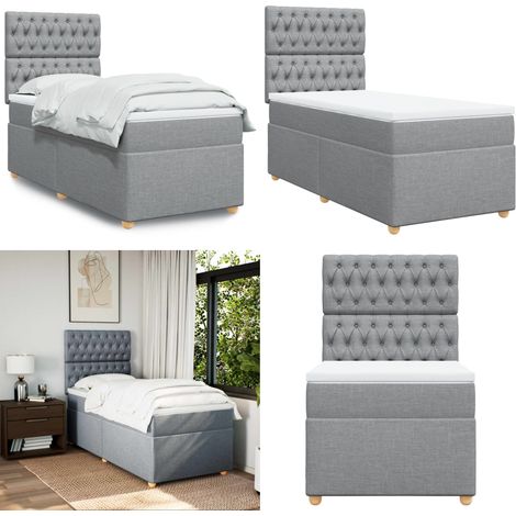 Boxspringbett mit Matratze Hellgrau 80x200 cm Stoff - Boxspringbett - Doppelbett - Schlafsystem - Bettsofa - Gästebett - Home & Living (1/5)