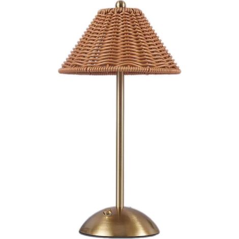 Bardusch-Lampe de table sans fil en rotin avec 3 modes de couleur et variateur LED tactile, lampe de chevet minimaliste bohème pour chambre, marron (1/5)