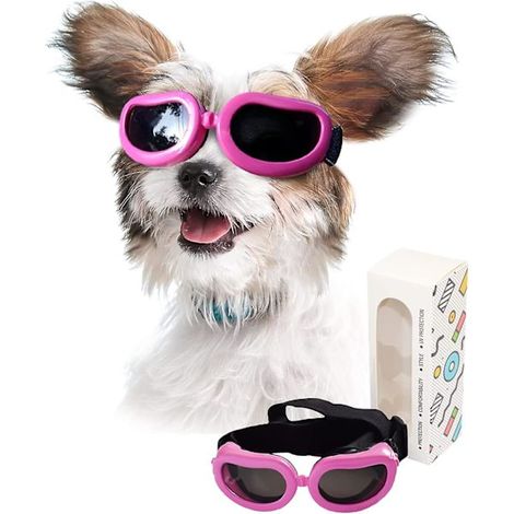 Lunettes de protection UV pour chiens de petites races, lunettes de soleil pour chiens et chats, lunettes de soleil roses pour chiots et promenades en extérieur (1/5)