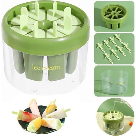 Trade Shop - Stampo Stampi Per 8 Ghiaccioli Bastoncino Ghiaccio Riutilizzabili Gelato Fai Da Te - (1/5)