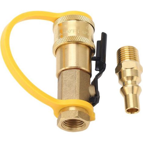 Adaptateur de connexion rapide de gaz propane avec valve de fermeture pour RV (1/4)