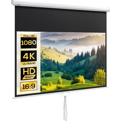 Projektionsleinwand für Fernseher und Heimkino, 80 Zoll, 16:9, 4K HD, Wand- oder Deckenmontage, 187 x 8 x 150 cm