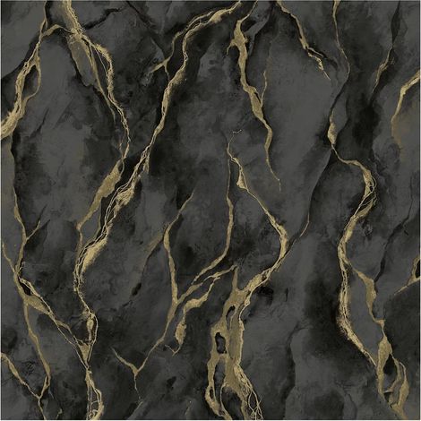 Vasari Rasch Heavyweight Vinyl Pandora Black Gold Wallpaper Paste The Paper (1/4)