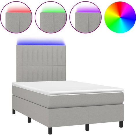 Maison Exclusive - Boxspringbett mit Matratze & LED Hellgrau 120x