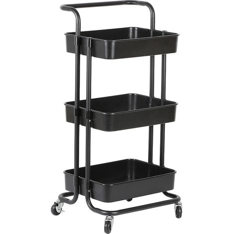 Skecten Carrito de Cocina Multiuso, 3 Niveles Carrito de Servir con 4 Ruedas - Negro