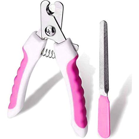 Coupe-ongles professionnel pour animaux de compagnie avec verrouillage de sécurité, pour chiens et chats (rose) (1/5)