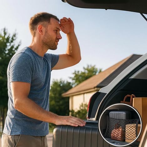 Filet de Rangement Voiture Coffre arrière Suspendu Double Couche 1 pièce Noir Grande capacité pour Voyage, Courses, Outils, SUV et berlines (1/4)