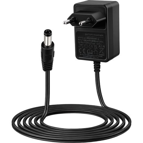 12V 1A Chargeur pour Voitures Électriques Enfants, Adaptateur Secteur EU pour Jouets Électriques comme SUV, ATV, Moto, Quad, Tracteur et Autres Véhicules 12V 1000mA, Câble 1,5 m, Noir (1/5)