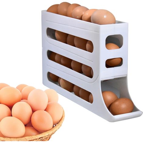 Dispensador huevos rodante 4 niveles capacidad 30 – Ahorra espacio, para nevera o encimera (1/5)