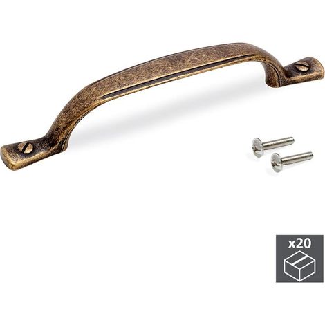 Emuca Lote de 20 tiradores para mueble Nairobi, L139mm, intereje 96mm, Zamak, Bronce -