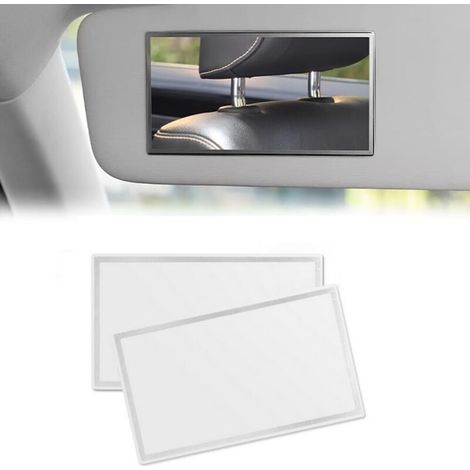 Lot de 2 Miroirs de courtoisie pour pare-soleil automobile – Miroirs de maquillage rectangulaires en acier inoxydable 15 x 8 cm