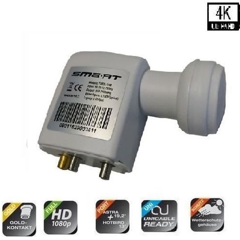 LNB Unicable SMART TITANIUM TU82L, 0.1dB High Gain 55dB  avec 2 sorties Legacy 8 SCR + 2 participants /Filaire LTE blindé / 4K 3D