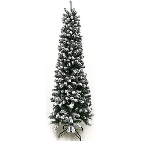 Albero di natale slim verde innevato folto cm150 finto salvaspazio artificiale realistico in poco spazio ideale (1/4)