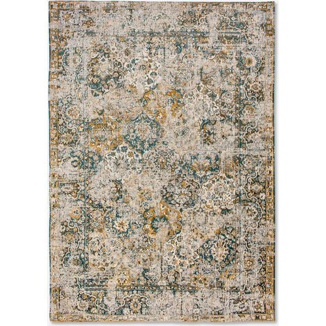 DISEÑO BAKHTIARI - ALFOMBRA CLÁSICA ANTICUARIA - Hecha en Bélgica - Acabado a Mano - Antideslizante Natural - 100% Algodón - Guardabarros - 170 x 240 CM (1/5)