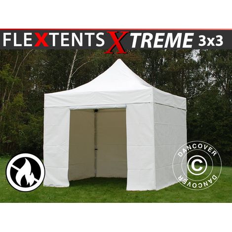 Pop up Gazebo FleXtents Xtreme 50 Heavy Duty 3x3 m White, Incl. 4 sidewalls, Flame retardant (1/2)
