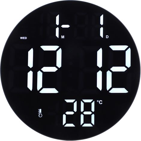 Runde digitale Wanduhr mit 12/24-Stunden-Anzeige, geräuschlos, USB-betrieben, LED-Beleuchtung, ideal für Wohnzimmer, Schlafzimmer, Klassenzimmer oder Büro. (1/5)