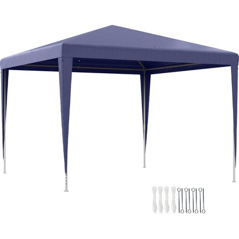 Tonnelle de jardin pliable et portable 3x3m avec housse anti-UV, bleue, adapté pour l'extérieur, résistant aux intempéries