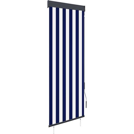 Store enrouleur extérieur 60 x 250 cm, bleu et blanc