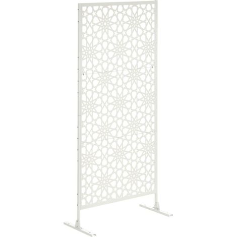 Panneau brise vue décoratif extérieur blanc à motif en métal - 92 x 45 x 198 cm