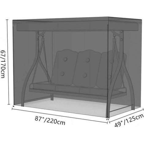 Housse de Protection pour Balancelle de Jardin 3 Places, 210D Oxford Imperméable Bâche de Balancelle, 220 x 170 x 125cm Label (1/4)