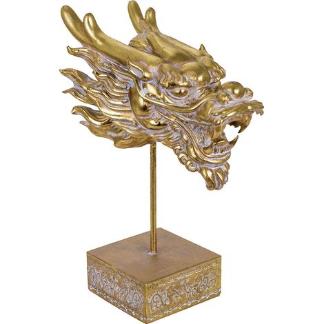 Signes Grimalt Figures de figure animale Ornement de dragon avec animaux dorés 16x30x40cm 27125 (1/2)