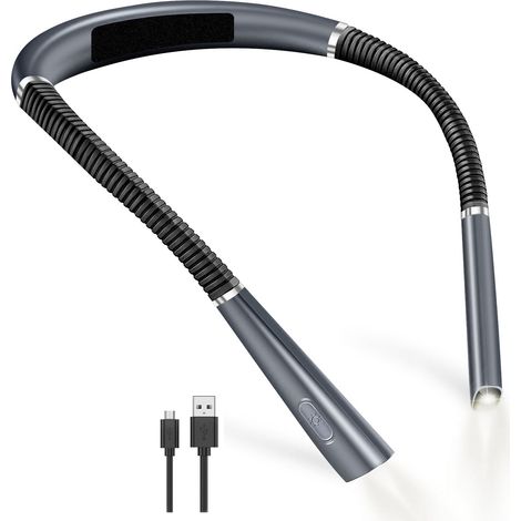 Lampe de lecture rechargeable pour le cou, lampe de chevet avec bras articulé, 3 couleurs, 9 combinaisons d'éclairage différentes, longue durée de vie, idéale pour la lecture et le tricot (1/5)