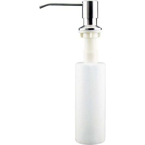 Dispenser di sapone integrato da 350 ml, dispenser di sapone per lavello da cucina in acciaio inox, dispenser di sapone integrato con flacone, ricarica con tappo argentato (1/4)