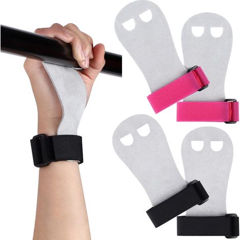2 Paires de Protège-Mains de Gymnastique Noir + Rose, Grip Antidérapant pour Barres, Accessoires d'Entraînement pour Fillettes, Manchons de Paume de Sport, Équipement de Gymnaste (1/5)