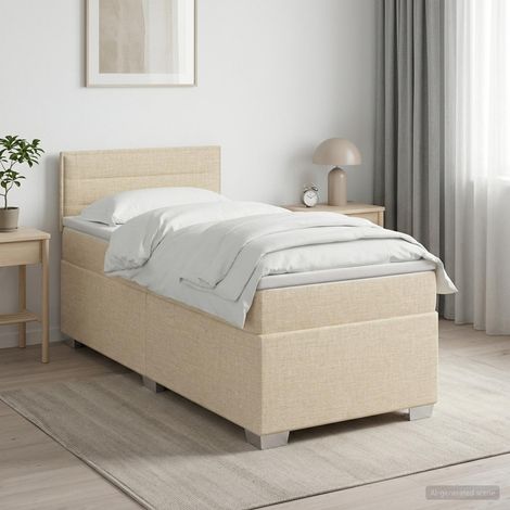 vidaXL Cama box spring con colchón Crema 100 x 200 cm Tela (1/5)