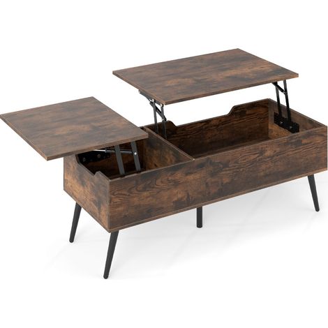 Tavolino da caffè con piano sollevabile 111 x 48 x 40-53,5 cm con pratico contenitore stile contemporaneo legno marrone 200013800