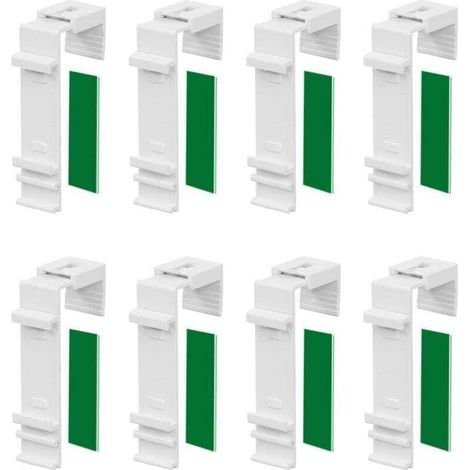 Juego de 8 soportes de sujeción largos para persianas dobles, para fijar y pegar sin taladrar, como accesorio o pieza de repuesto para colgar en ventanas de PVC y puertas de balcón - Crezuo