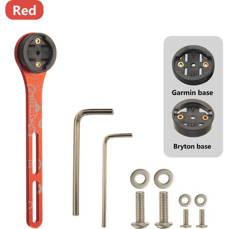 rouge Support de compteur intégré en alliage de titane pour guidon route, compatible avec les supports d'extension de potence Garmin et Breitman. (1/5)