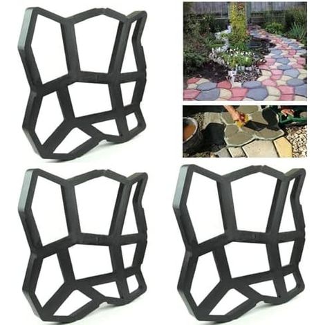 Moldes Hormigon Impreso,3 Unidades de Molde para Cemento Reutilizable 44x44 cm,Molde para Hacer Pavimentos Caminos Suelos de Jardín, Patio, Balcón, Terraza de Plástico Resistente