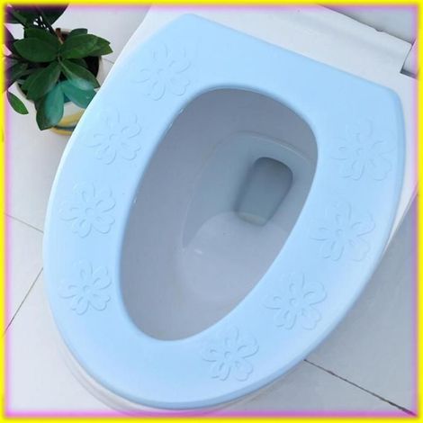 EJ.life Tapis de toilette Coussin de siège de toilette EVA imperméable, coussin doux et chaud réutilisable, linge fleurs bleues (1/2)