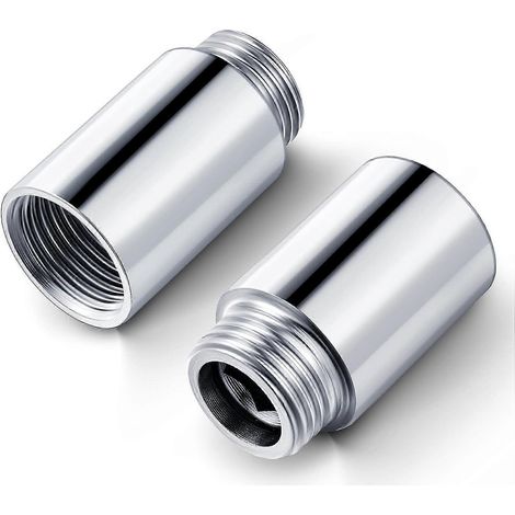 Lot de 2 rallonges de pommeau de douche en acier inoxydable, raccord de tuyau moulé fileté 1/2PT mâle vers 1/2PT femelle. (1/5)