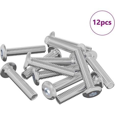 Tornillo de Bloqueo Liso 12 pcs Plateado M6 x 30 mm Acero vidaXL