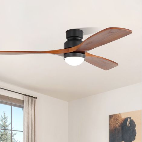 MODFU – Ventilador de techo 52" de madera negra con LED regulable 3 colores, motor DC 6 velocidades y mando a distancia – Negro (1/5)