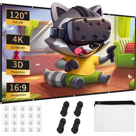 120 Pouces Ecran de Videoprojecteurs, Projecteur étanche épaissi Pliable écran, Double Face Anti-Plis Projection pour Vidéoprojecteurs, Écran pour Cinéma Maison, Fête, Nuit de Cinéma, Commercial (1/5)