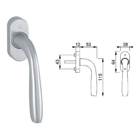 Manilla Martellina DK en Aluminio Cromo Satinado Hoppe Maribor