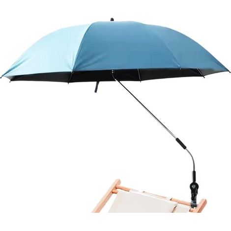 Sombrilla plegable, Sombrilla universal silla, Sombrilla portátil, Estructura resistente viento, cierre antideslizante, Resistente rayos UV, Azul (1/5)